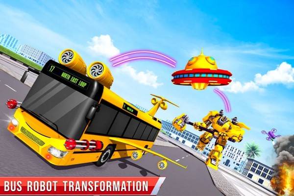 飞行巴士机器人车安卓版游戏截图（4）